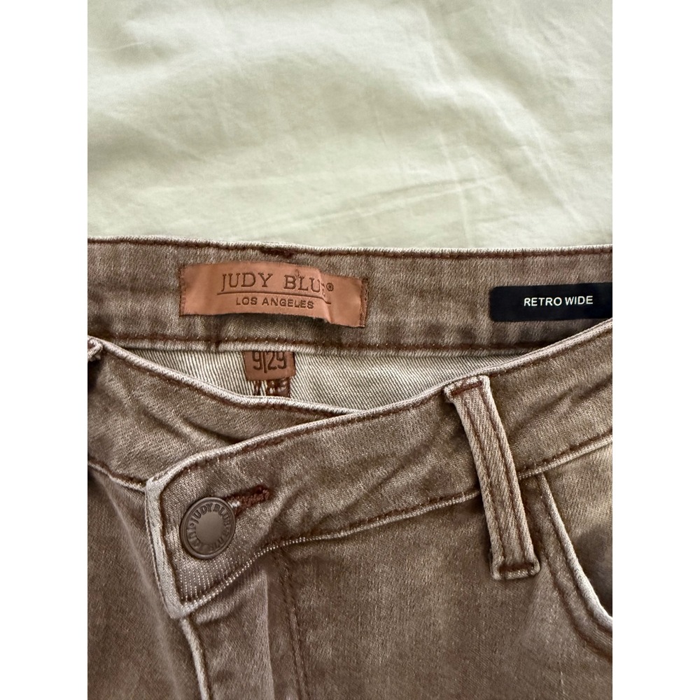 Judy Blue Retro Wide Leg Jeans High Rise Stretch‎ Taupe Garment Dye 9/29 - Picture 3 of 8